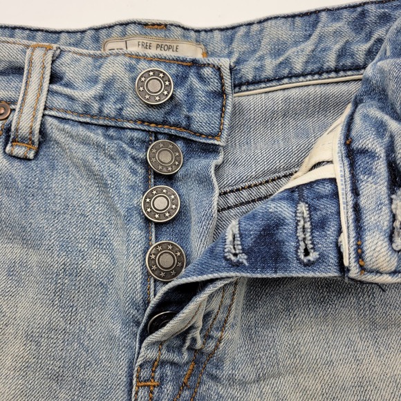 Free People Jean Shorts High Rise Cut Off Distressed Size 25 - Picture 3 of 5